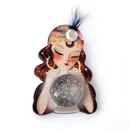 Fortune Teller with Crystal Ball Brooch by Laliblue by Quirks! at Shirley Shoppe