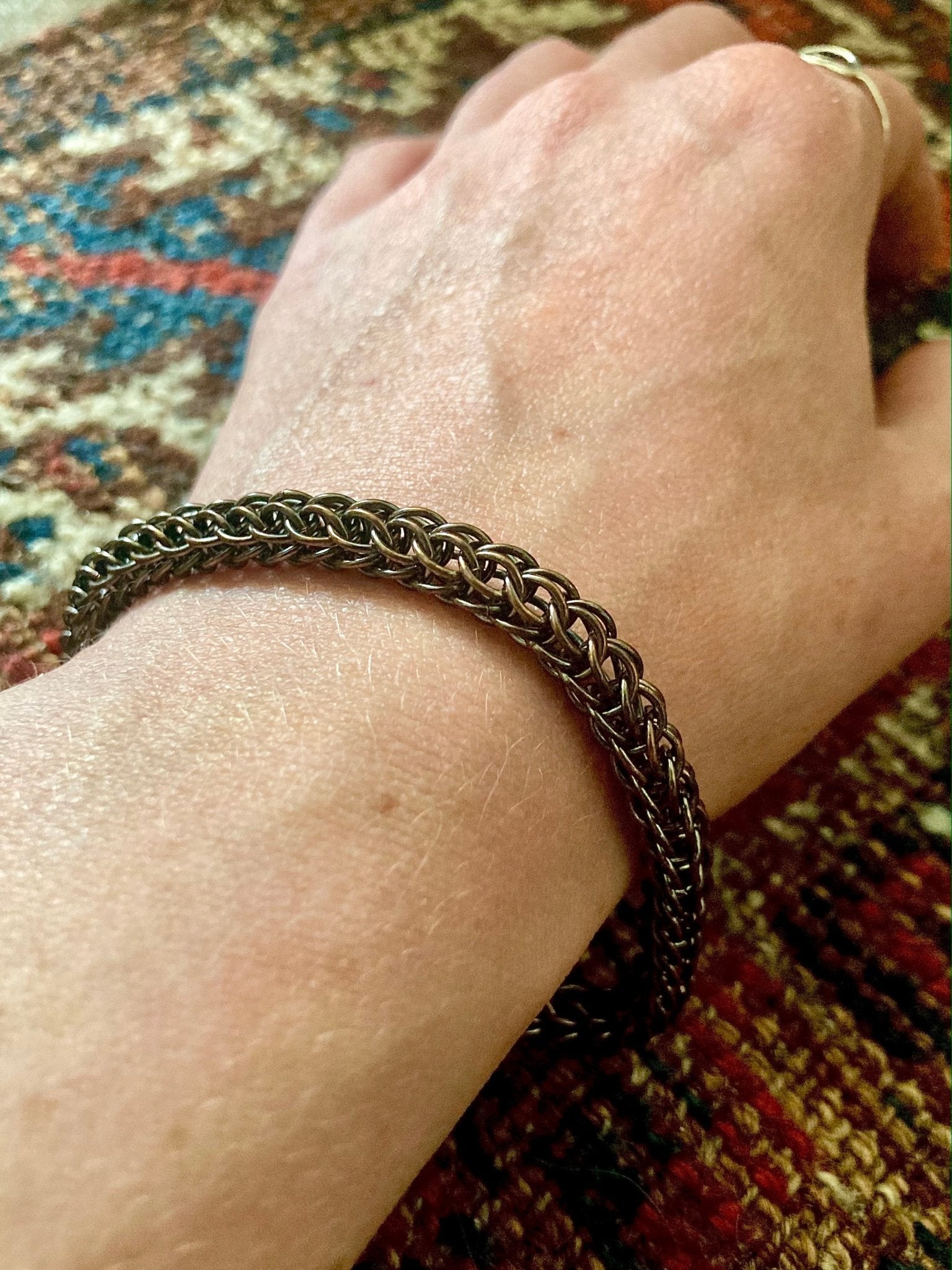 Foxtail Chainmaille Bracelet in Oxidized Copper by Alison Morse at Shirley Shoppe