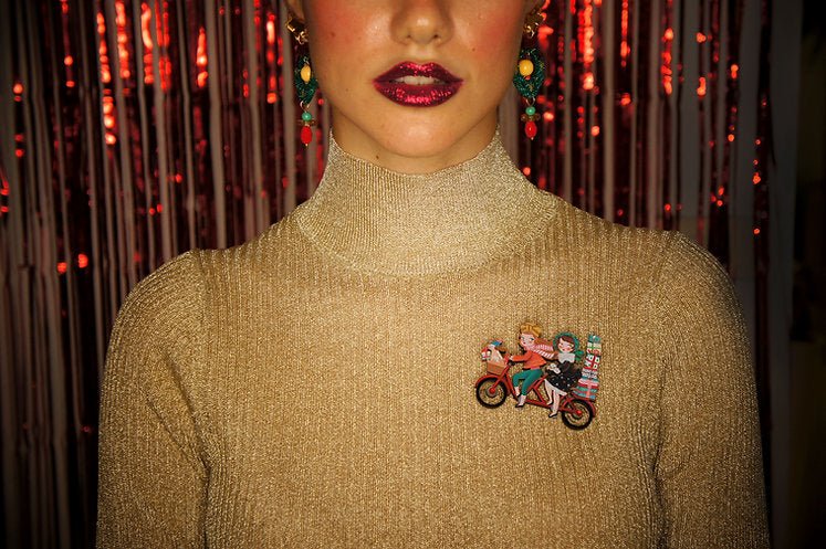 Friends on a Bicycle Brooch by Quirks! at Shirley Shoppe