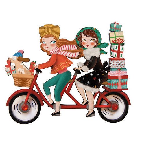 Friends on a Bicycle Brooch by Quirks! at Shirley Shoppe