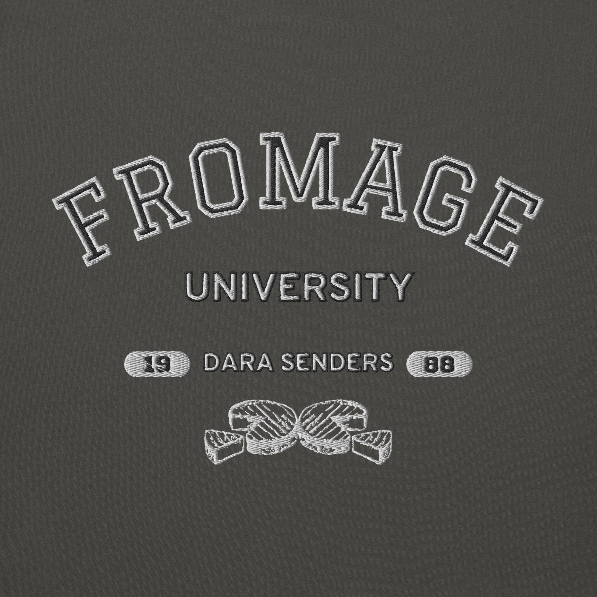 FROMAGE UNIVERSITY SWEATSHIRT by DARA SENDERS at Shirley Shoppe