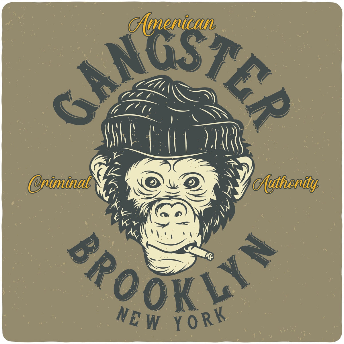 Gangster Brooklyn Men's Bamboo Viscose/Organic Cotton Short Sleeve Graphic T-Shirt