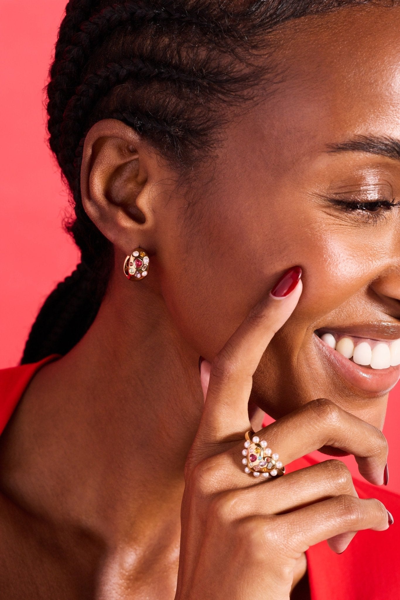 Gemstone Puffy Huggie Hoop Earrings by ALEX AND ANI at Shirley Shoppe