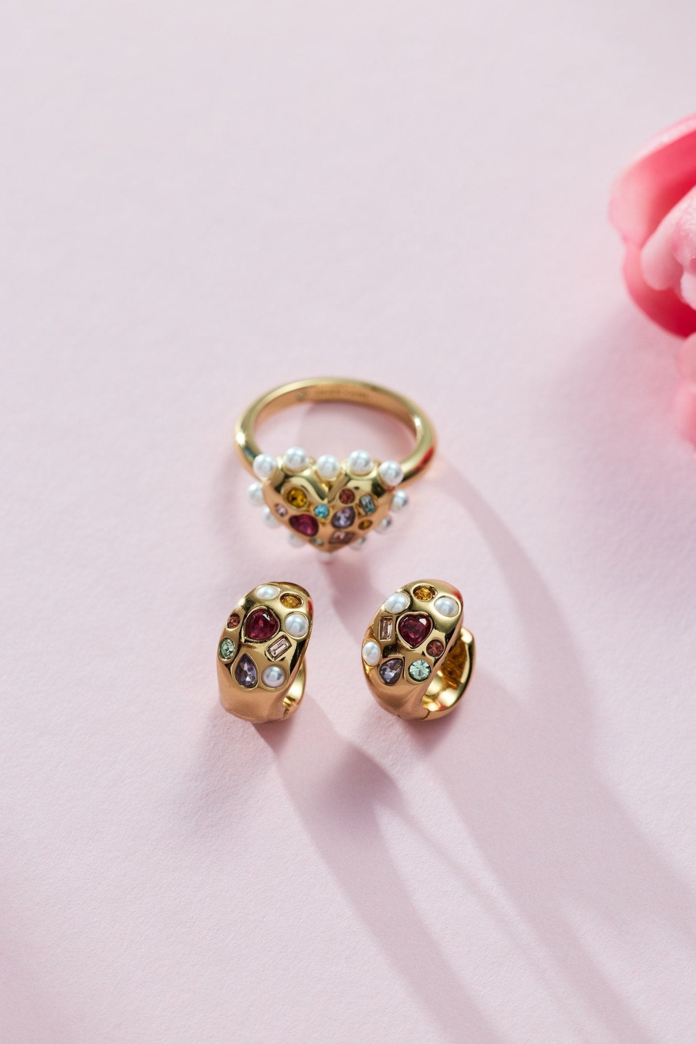 Gemstone Puffy Huggie Hoop Earrings by ALEX AND ANI at Shirley Shoppe