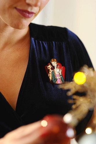 Girl and Cat with Eggnog Brooch by Laliblue by Quirks! at Shirley Shoppe