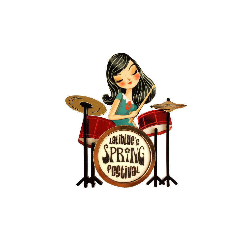 Girl playing drums brooch by Laliblue by Quirks! at Shirley Shoppe