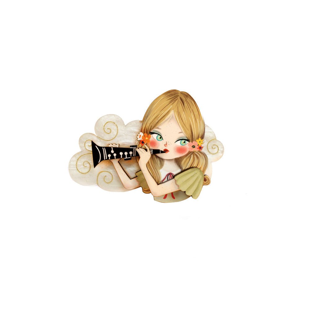 Girl playing the clarinet Brooch by Laliblue by Quirks! at Shirley Shoppe