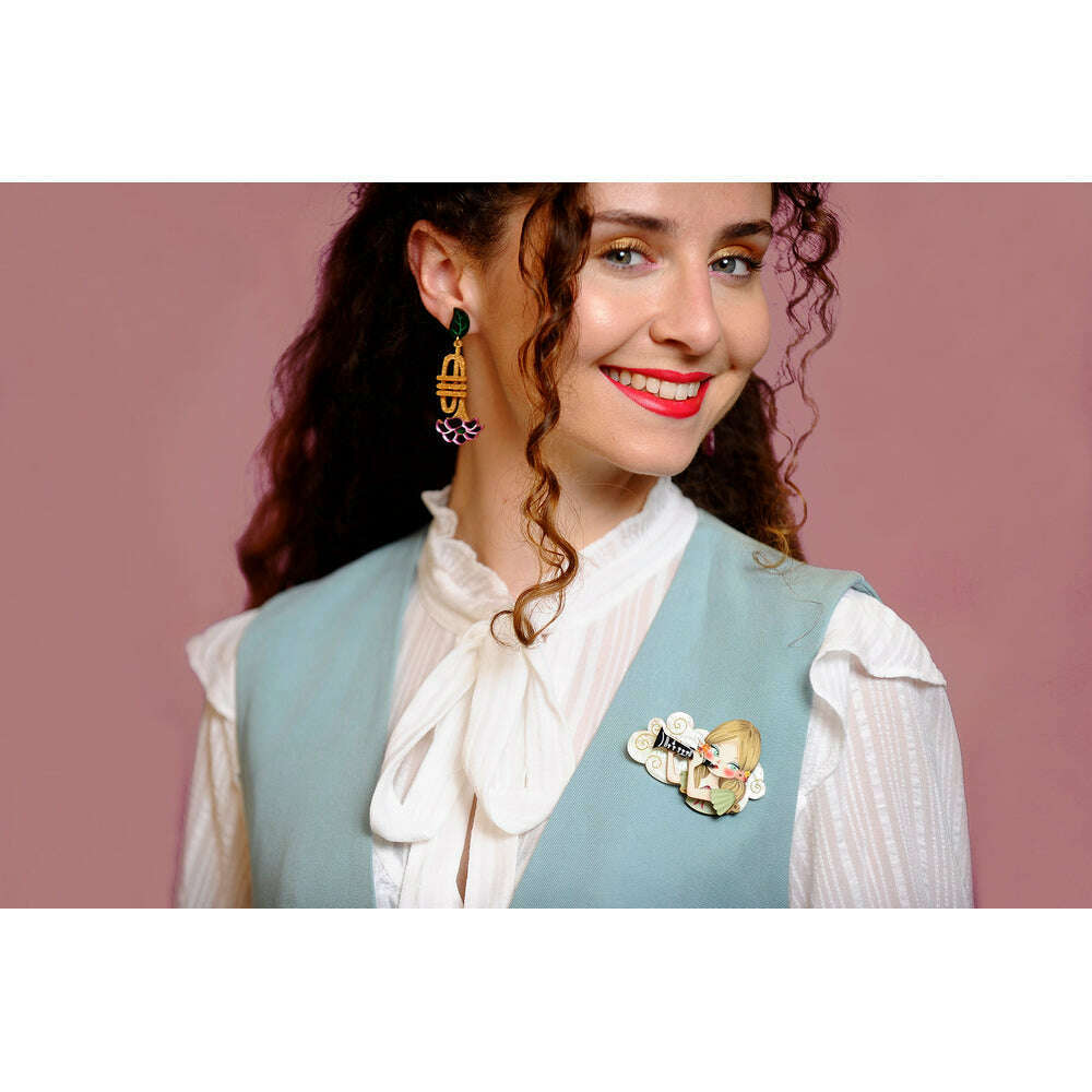 Girl playing the clarinet Brooch by Laliblue