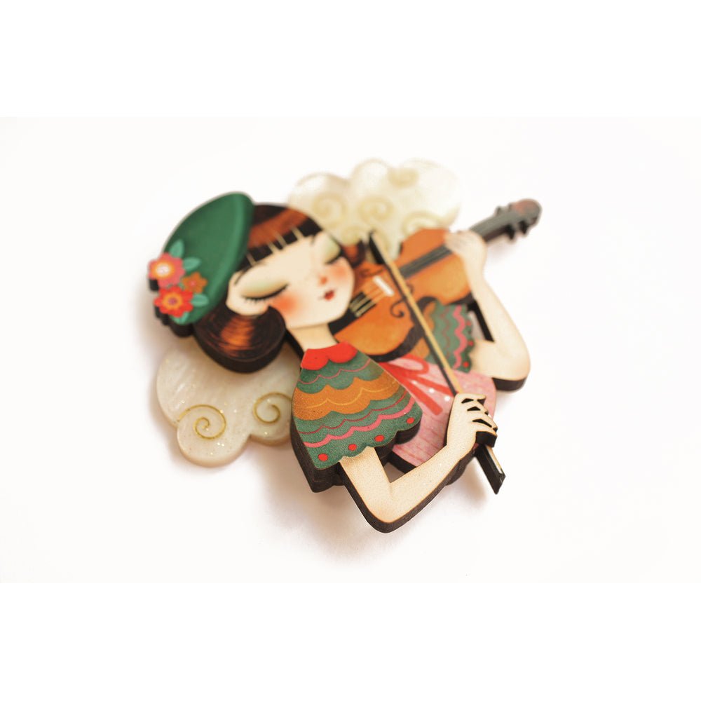 Girl playing the violin Brooch by Laliblue by Quirks! at Shirley Shoppe
