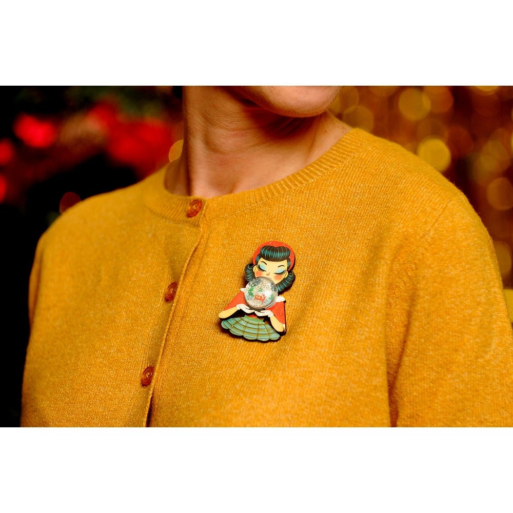 Girl with A Snow Globe Brooch by Laliblue by Quirks! at Shirley Shoppe