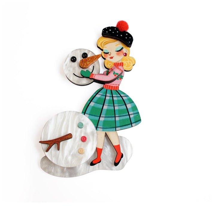 Girl with A Snowman Brooch by Laliblue by Quirks! at Shirley Shoppe