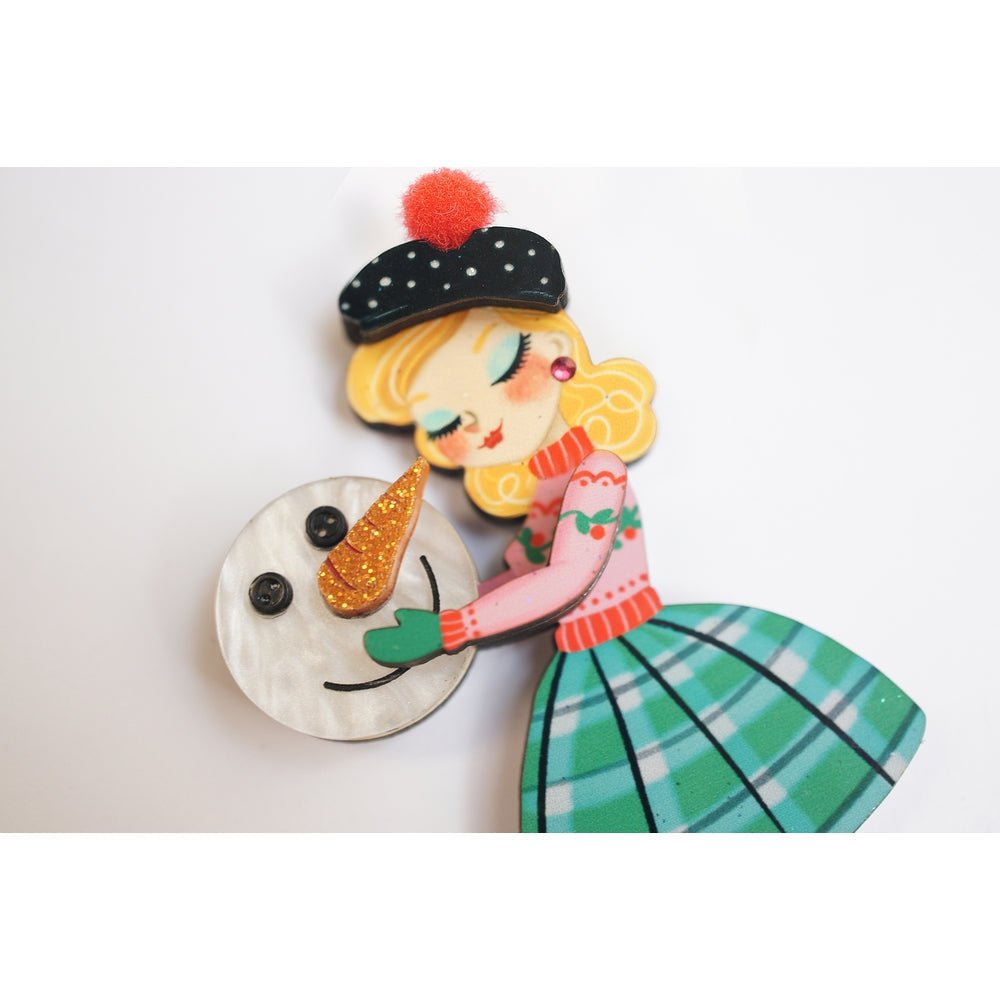 Girl with A Snowman Brooch by Laliblue by Quirks! at Shirley Shoppe