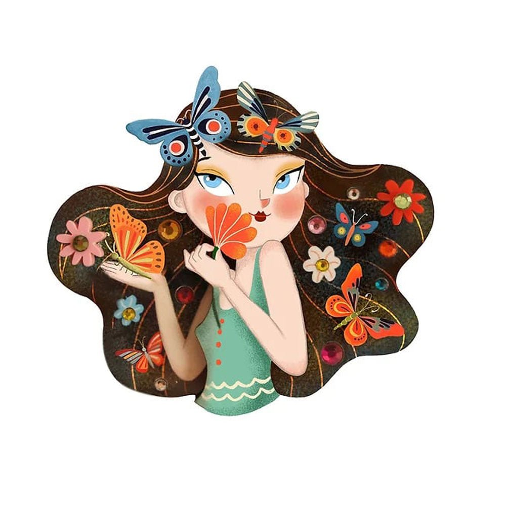 Girl with Butterflies Brooch by Laliblue by Quirks! at Shirley Shoppe