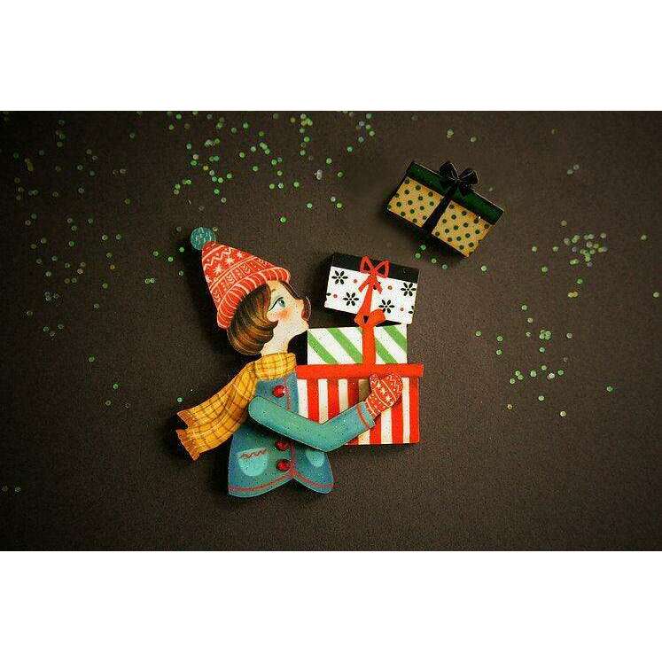 Girl with Gifts Brooch by Laliblue