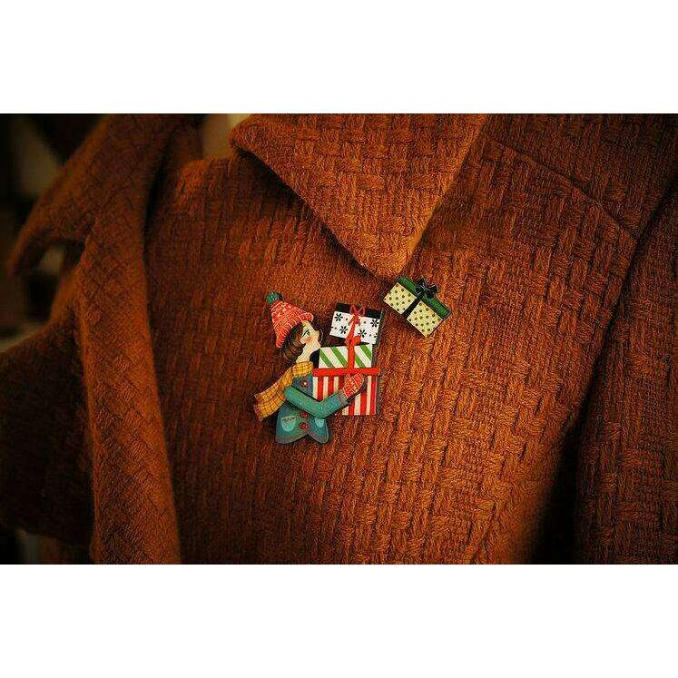 Girl with Gifts Brooch by Laliblue