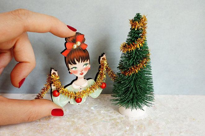 Girl With Tinsel Brooch by Laliblue by Quirks! at Shirley Shoppe