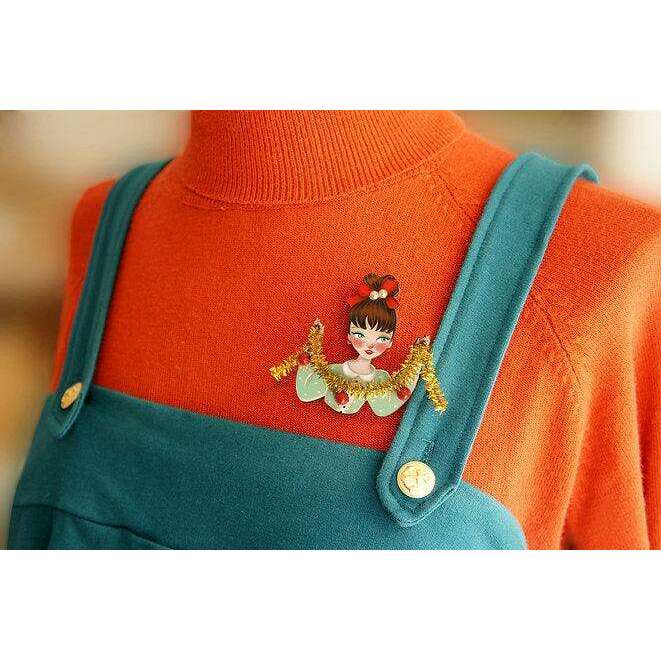 Girl With Tinsel Brooch by Laliblue