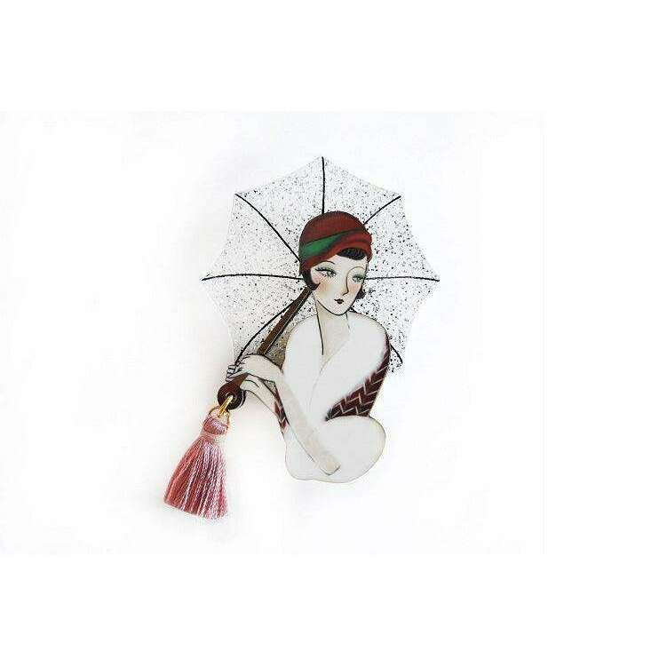 Girl with Umbrella Brooch by Laliblue
