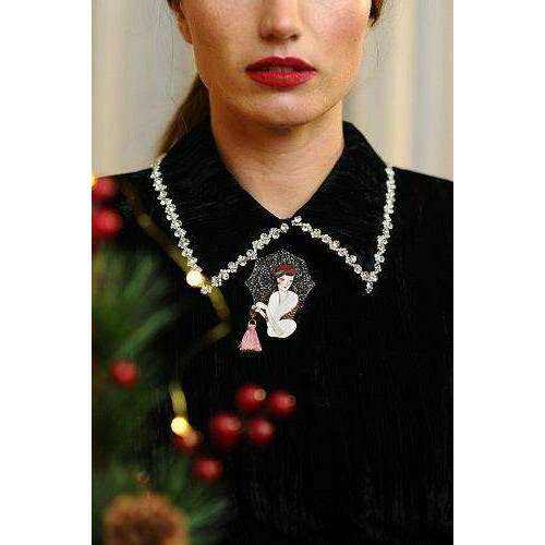 Girl with Umbrella Brooch by Laliblue