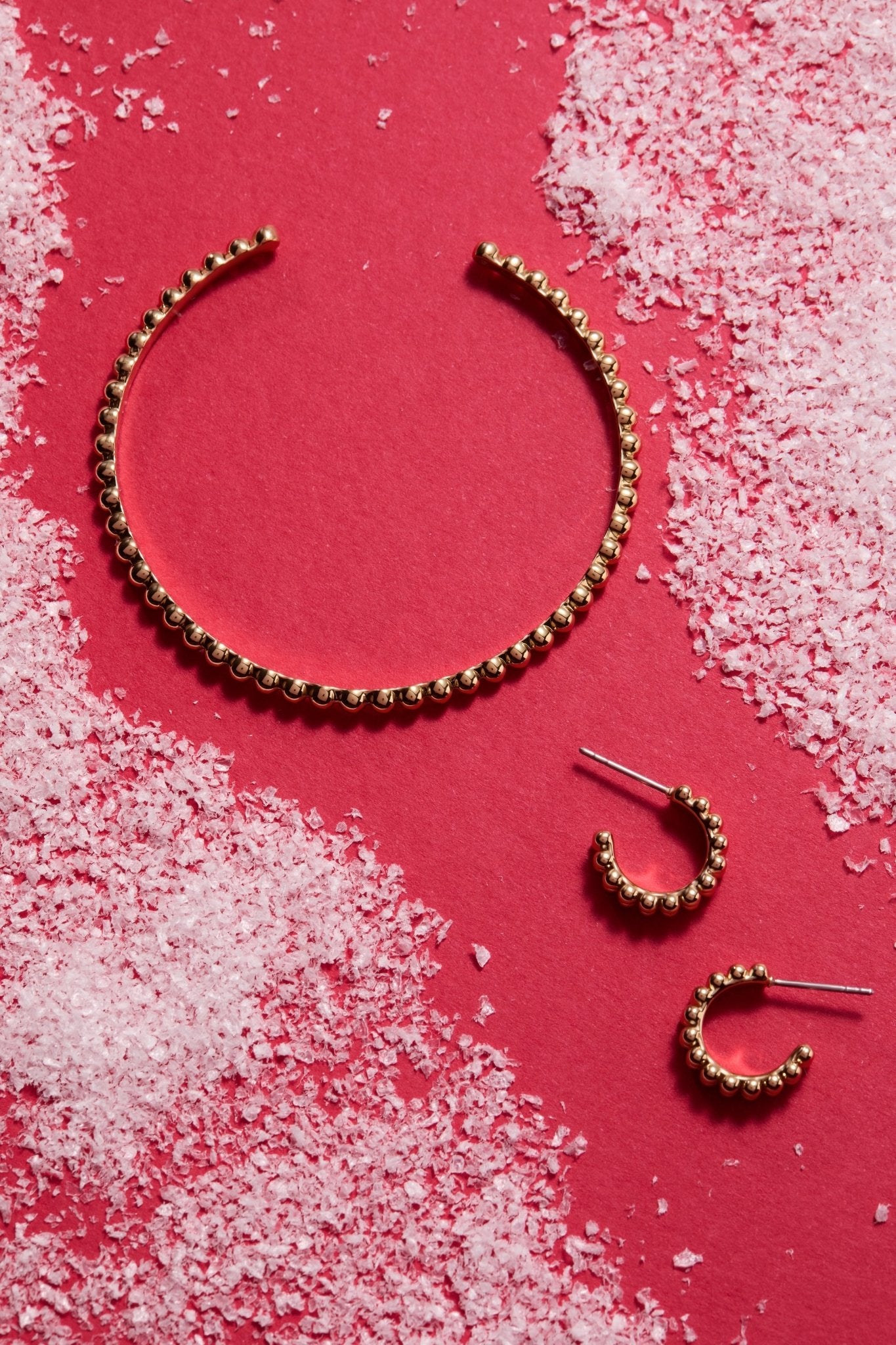 Gold Beaded Huggie Hoop Earring by ALEX AND ANI at Shirley Shoppe