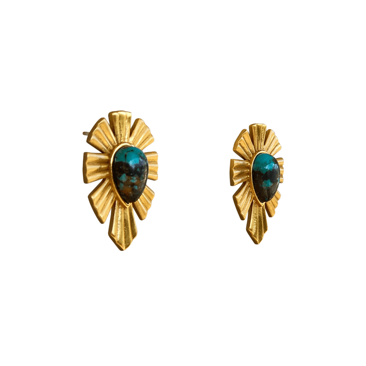 Gold & Bold Stud Earrings - Turquoise by Christina Greene at Shirley Shoppe