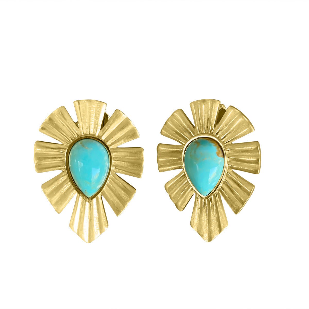 Gold & Bold Stud Earrings - Turquoise by Christina Greene at Shirley Shoppe