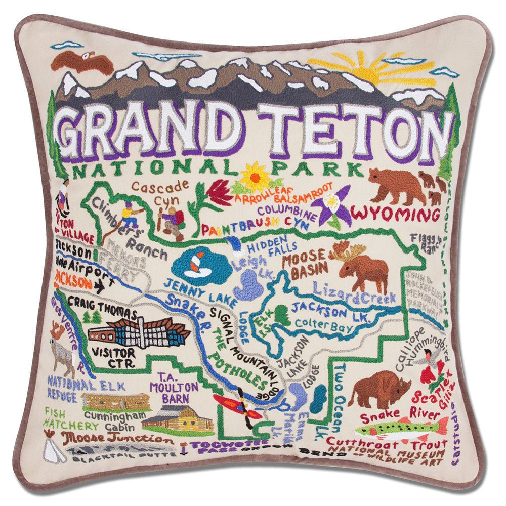 Grand Teton Hand - Embroidered Pillow by Quirks! at Shirley Shoppe