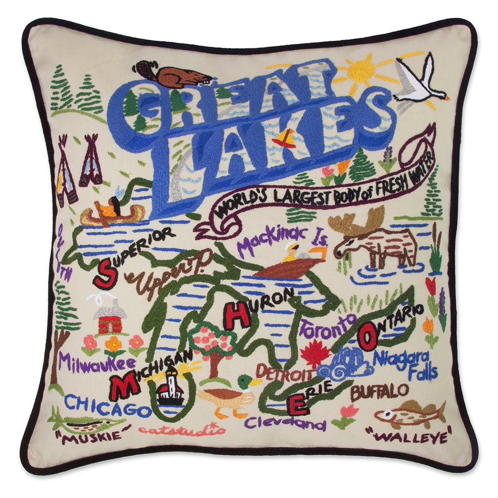 Great Lakes Hand - Embroidered Pillow by Quirks! at Shirley Shoppe