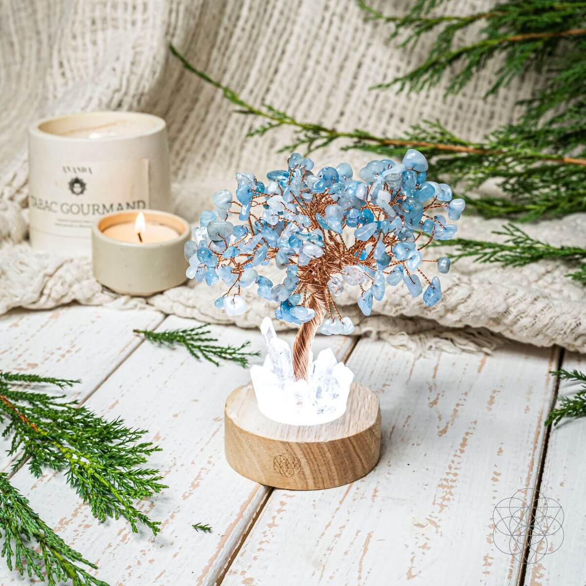 Guardian Angel Lamp of Protection - Aquamarine Tree by Conscious Items at Shirley Shoppe