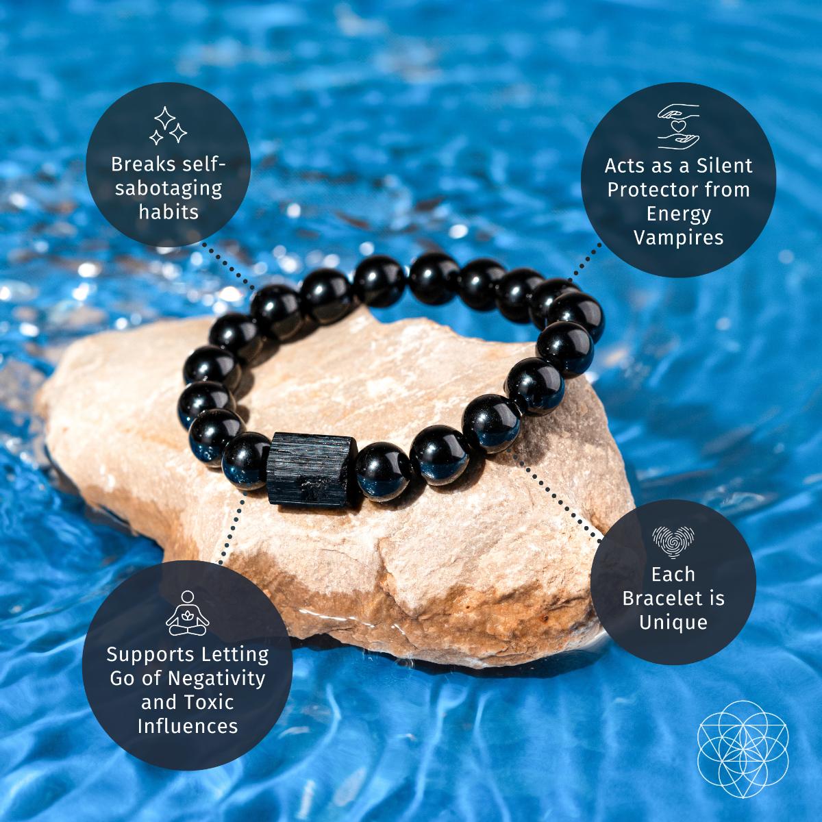 Habit Breaker - Black Obsidian & Tourmaline Bracelet by Conscious Items at Shirley Shoppe