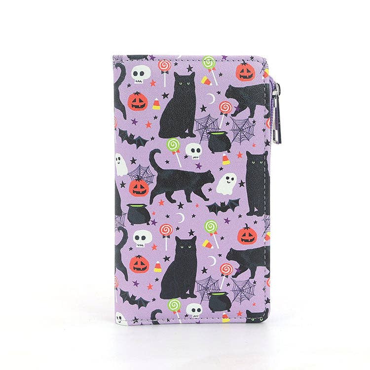 Halloween Black Cat Collage Wallet in Vinyl by Quirks! at Shirley Shoppe