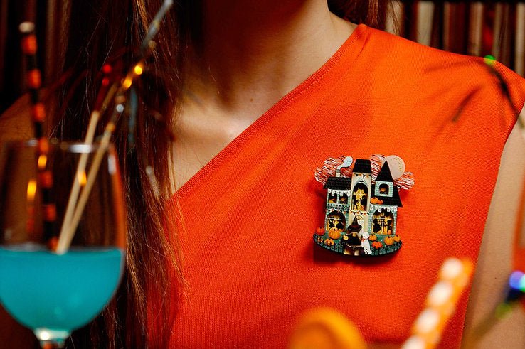 Halloween Party House Brooch by Laliblue by Quirks! at Shirley Shoppe