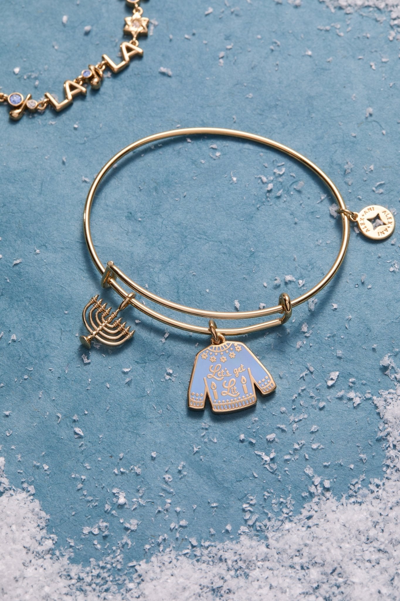 Hanukkah 'Let's Get Lit' Ugly Sweater & Menorah Bangle by ALEX AND ANI at Shirley Shoppe