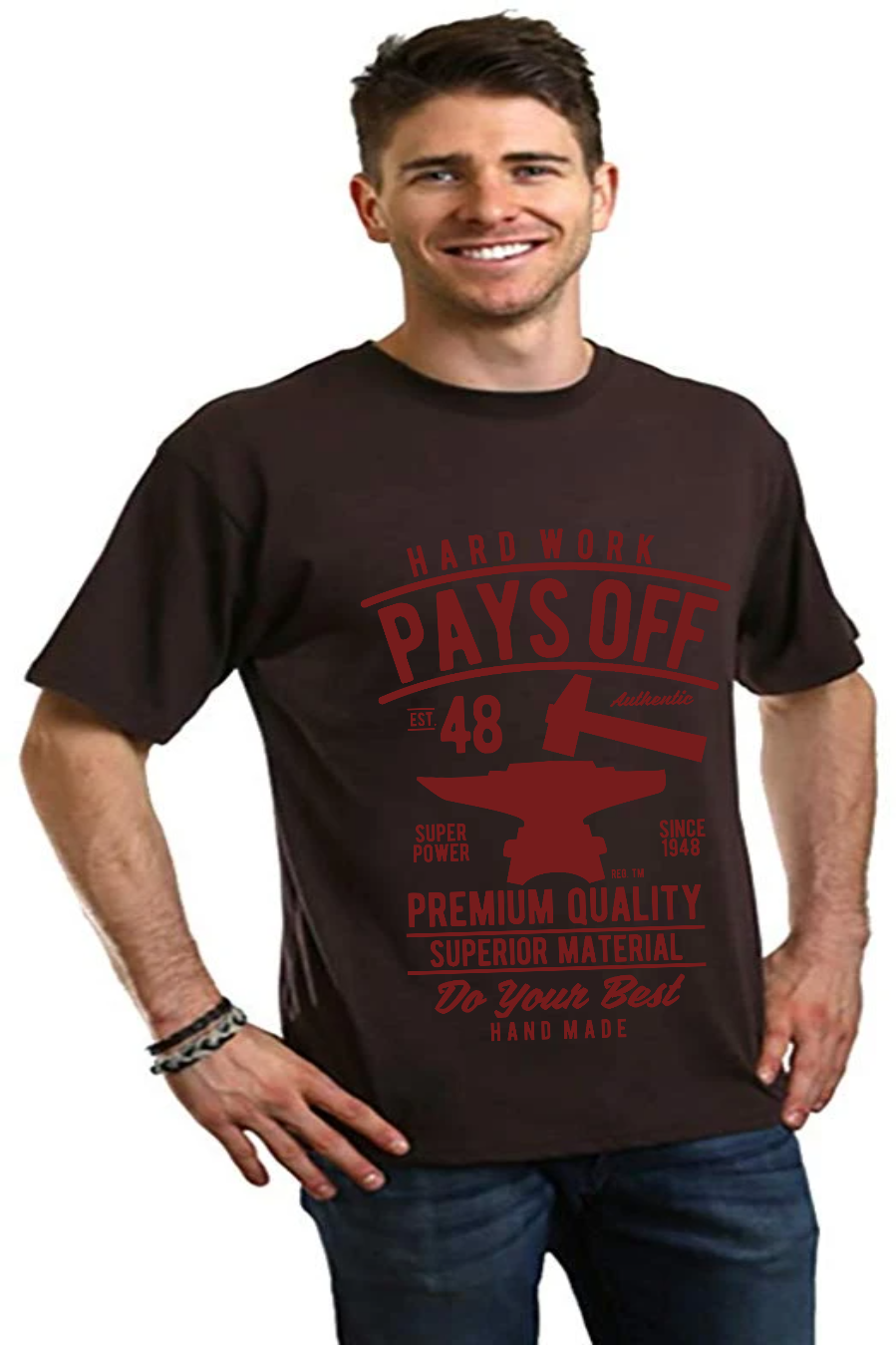 Hard Work Pays Men's Bamboo Viscose/Organic Cotton Short Sleeve Graphic T-Shirt