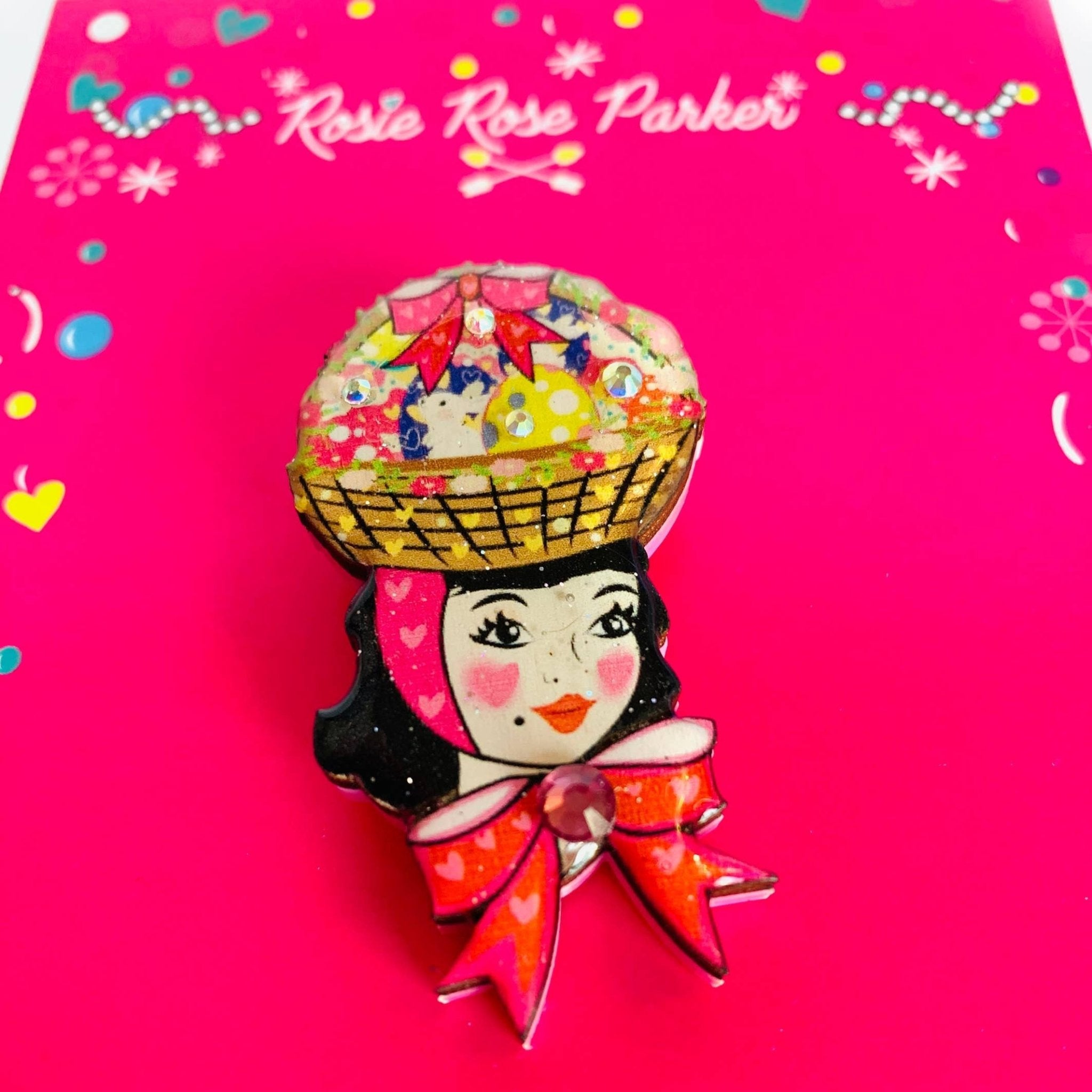 Harriet and her Easter Bonnet Brooch by Quirks! at Shirley Shoppe