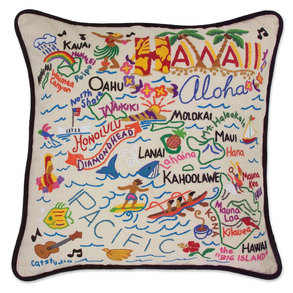 Hawaii Hand - Embroidered Pillow by Quirks! at Shirley Shoppe