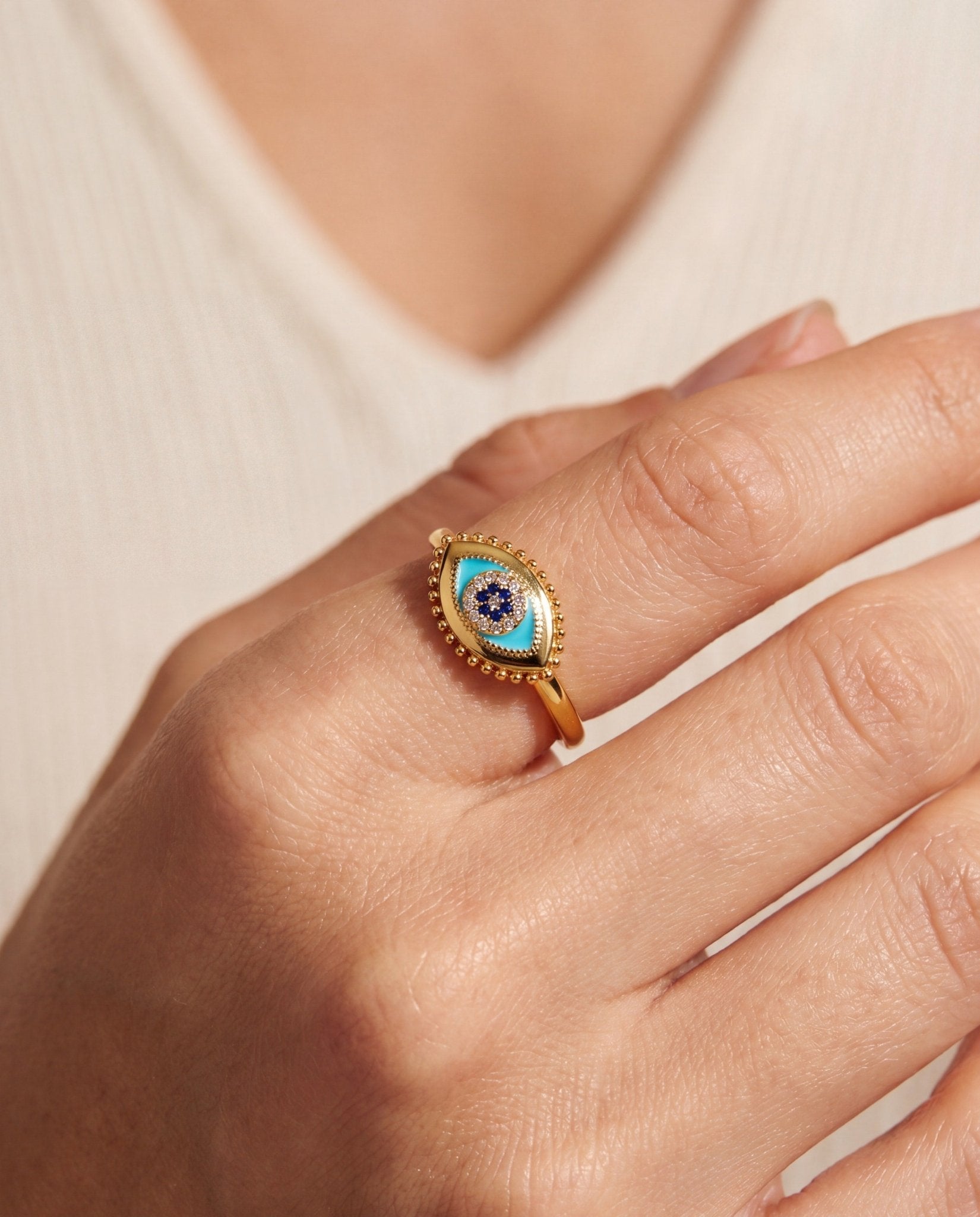 Healing Stone Evil Eye Ring by ALEX AND ANI at Shirley Shoppe