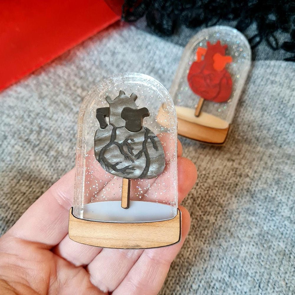 Heart In A Bell Jar Brooch by Cherryloco BLACK by Quirks! at Shirley Shoppe