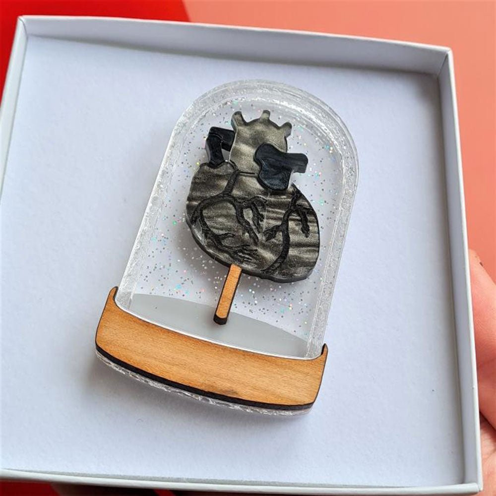 Heart In A Bell Jar Brooch by Cherryloco BLACK by Quirks! at Shirley Shoppe