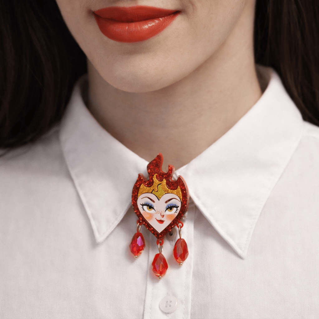 Heart on Fire Button Cover by Laliblue – Retro Statement Jewelry Laliblue by Quirks! at Shirley Shoppe