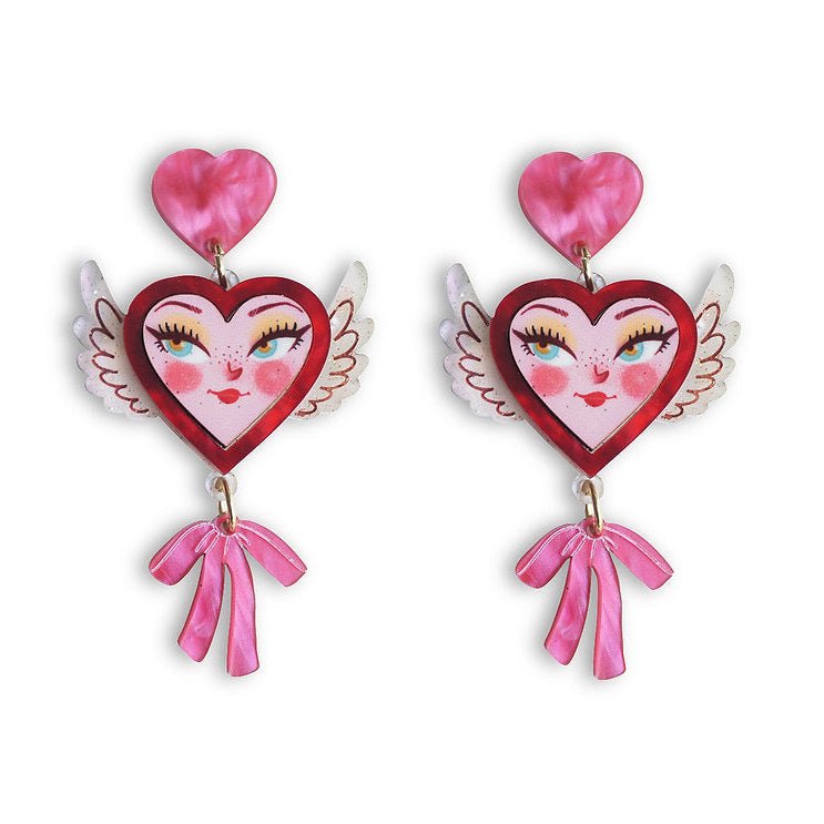 Heart with Wings Earrings by Laliblue – Retro Statement Jewelry Laliblue by Quirks! at Shirley Shoppe
