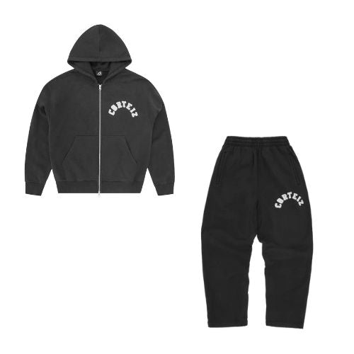 Corteiz Colly Arch Zip Sweat suit FULL SET 'Black'