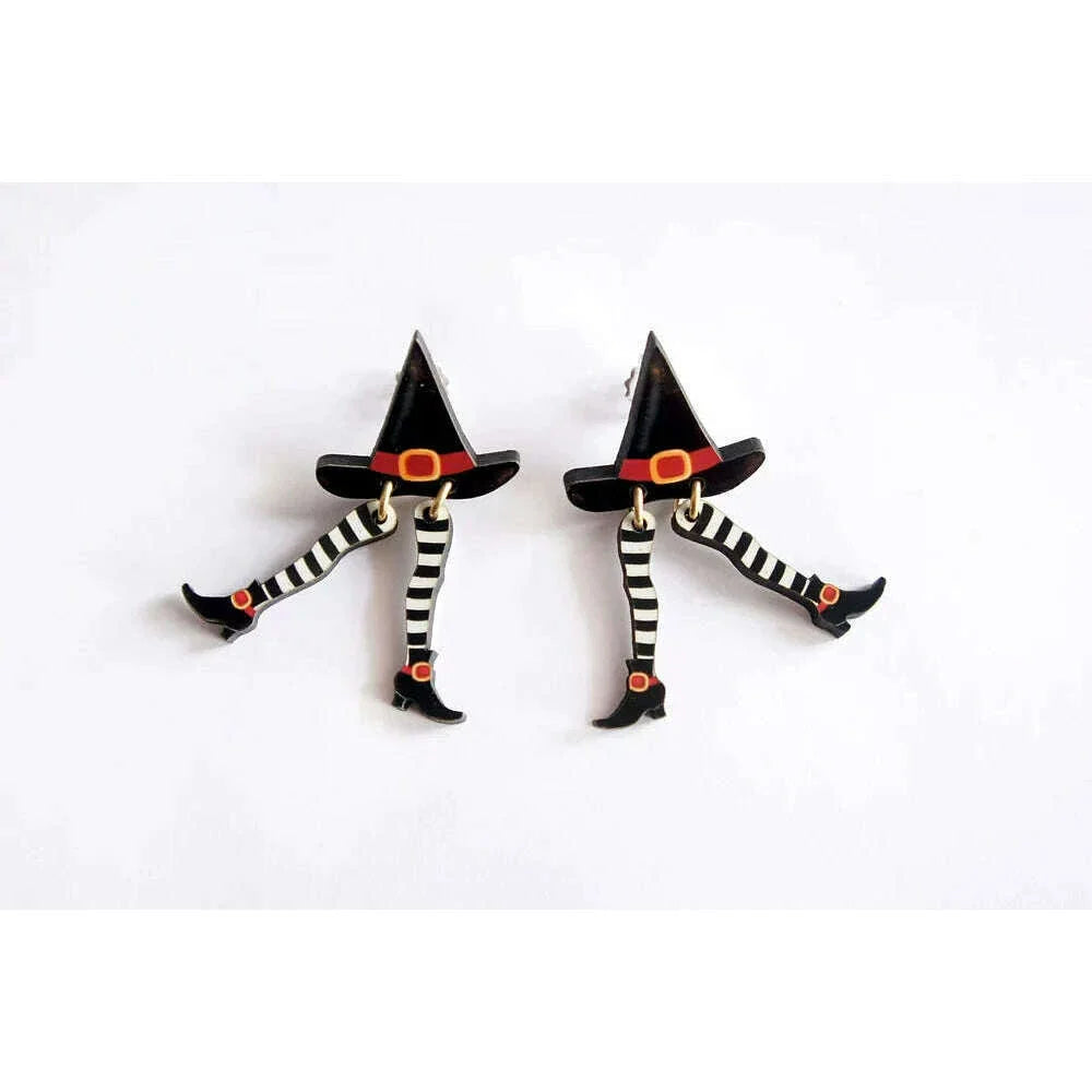 Hidden Witch Halloween Earrings by Laliblue