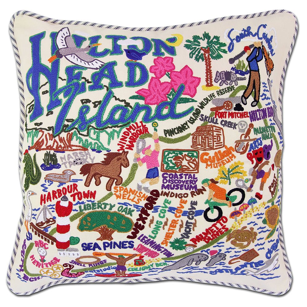 Hilton Head Hand - Embroidered Pillow by Quirks! at Shirley Shoppe