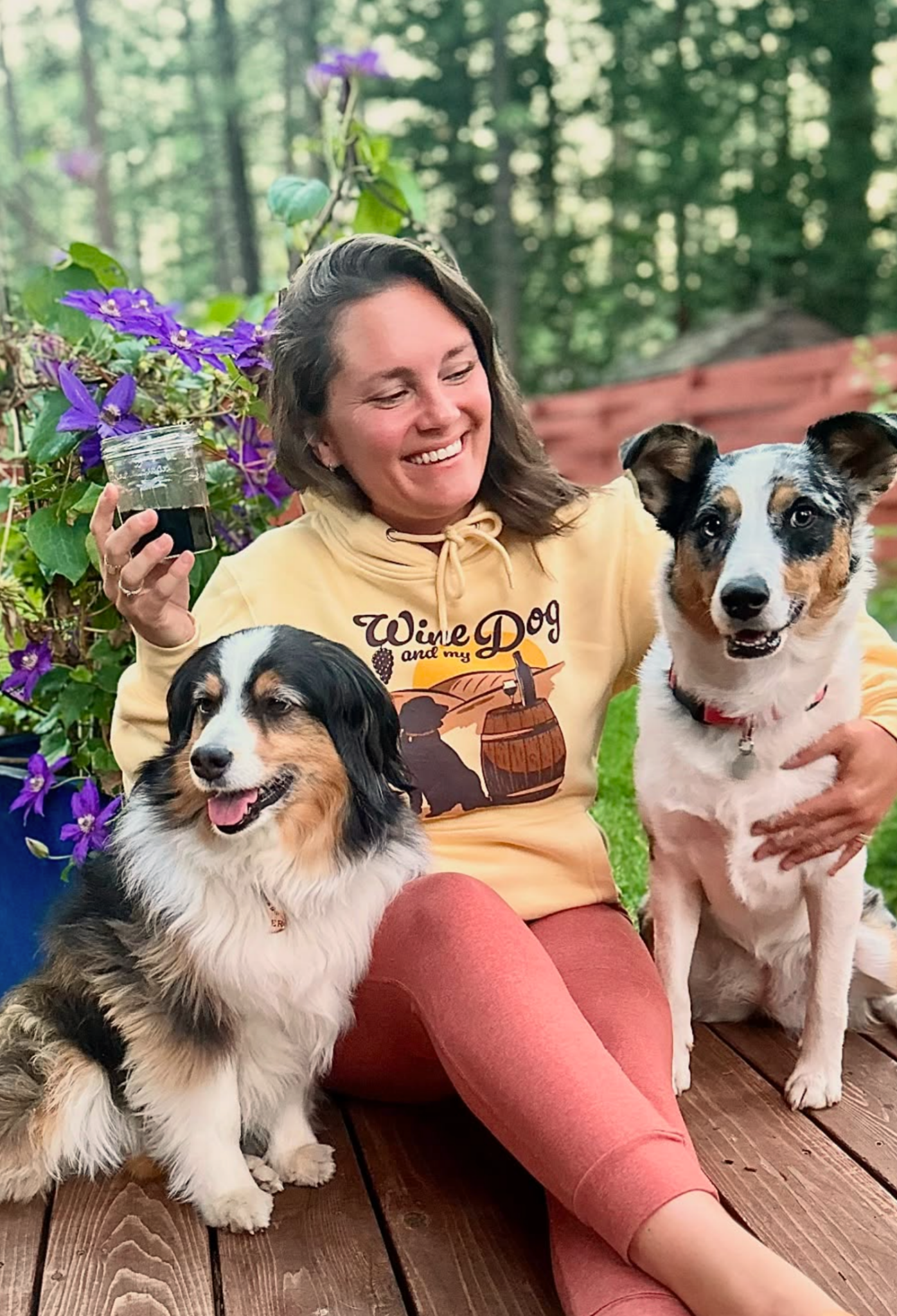 Hoodie: Wine & My Dog (Yellow Cream) by Dog is Good at Shirley Shoppe