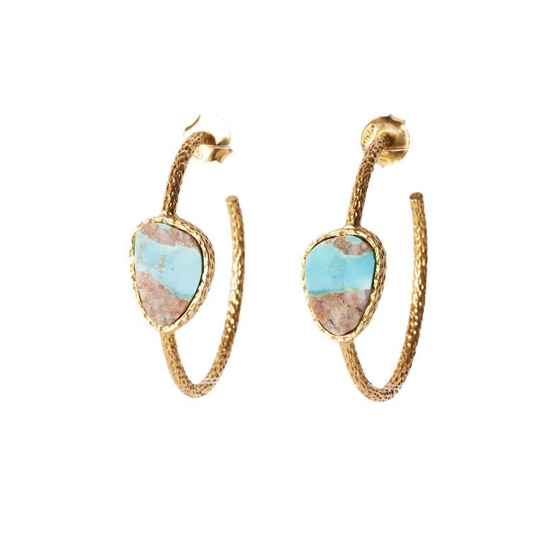 Hoop Earrings - Turquoise by Christina Greene at Shirley Shoppe