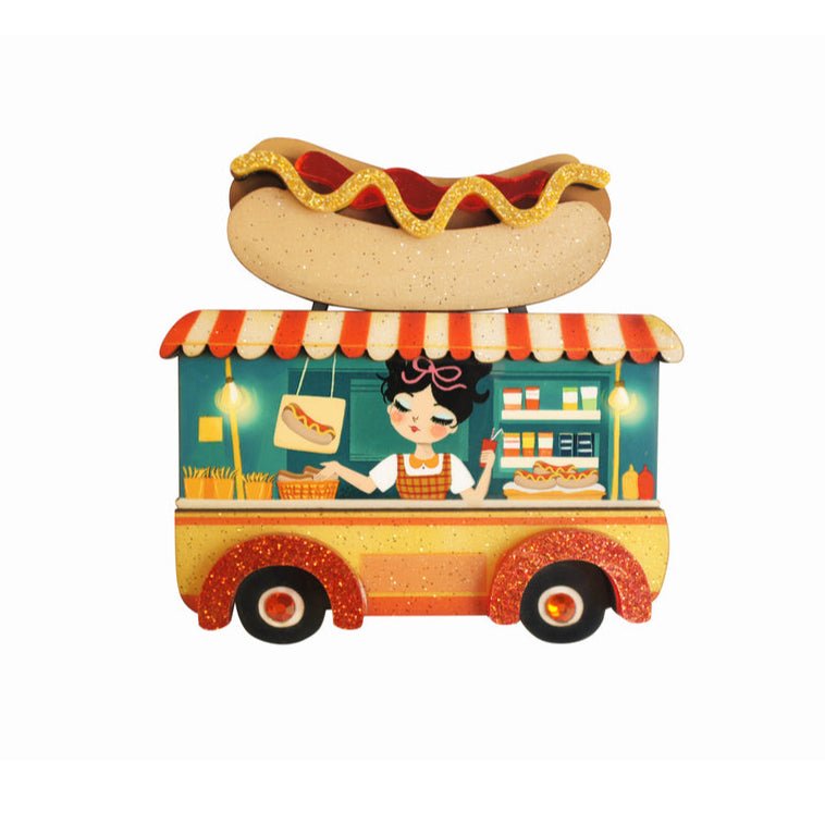 Hot Dog Truck Brooch by Laliblue by Quirks! at Shirley Shoppe