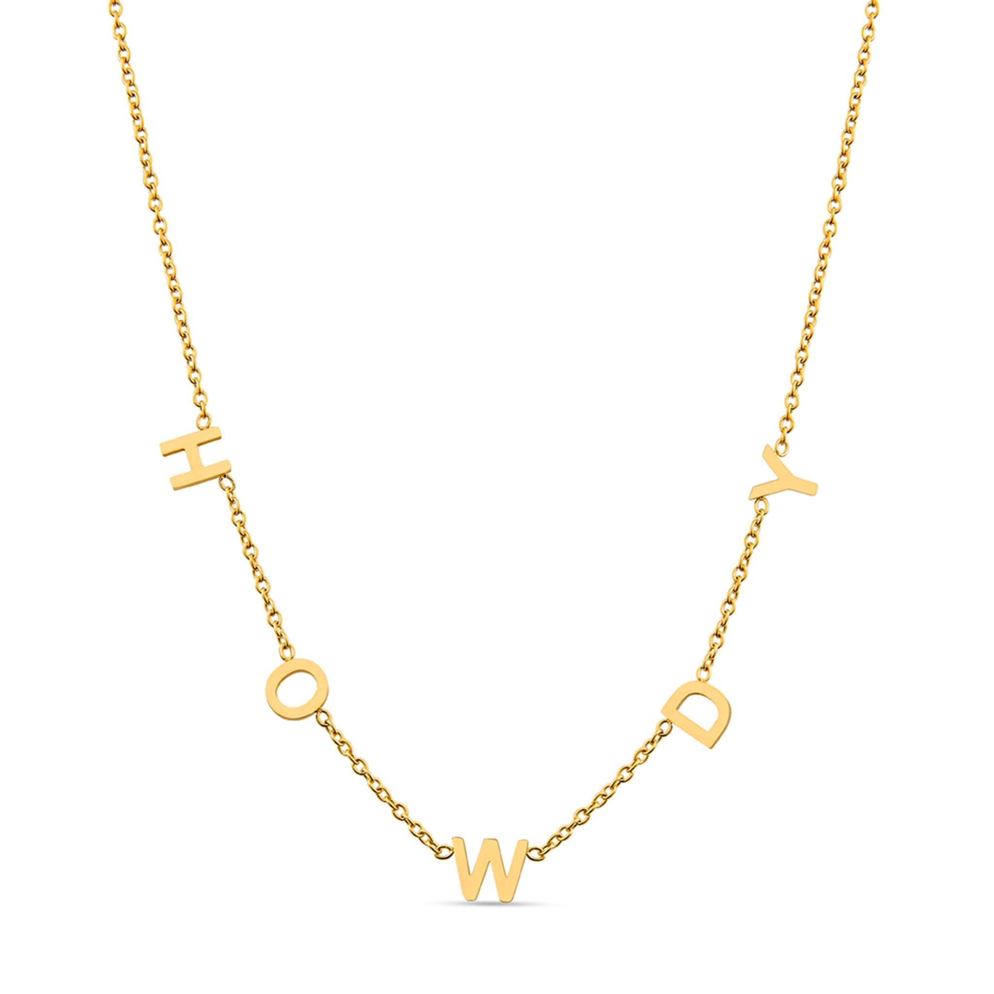 Howdy 18K Gold Letter Necklace by Christina Greene at Shirley Shoppe