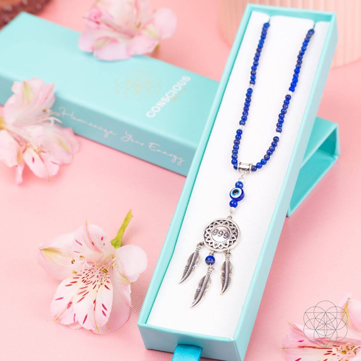 I Am Blessed - 999 Dream Catcher Necklace of Miracles by Conscious Items at Shirley Shoppe