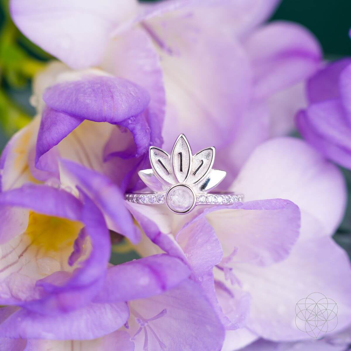 I Am Divinely Guided: 111 Angel Number Silver Lotus Ring by Conscious Items at Shirley Shoppe